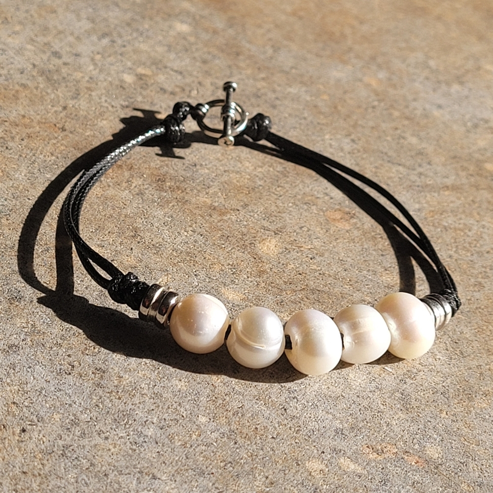 Freshwater Pearl Handmade Hemp cord bracelet